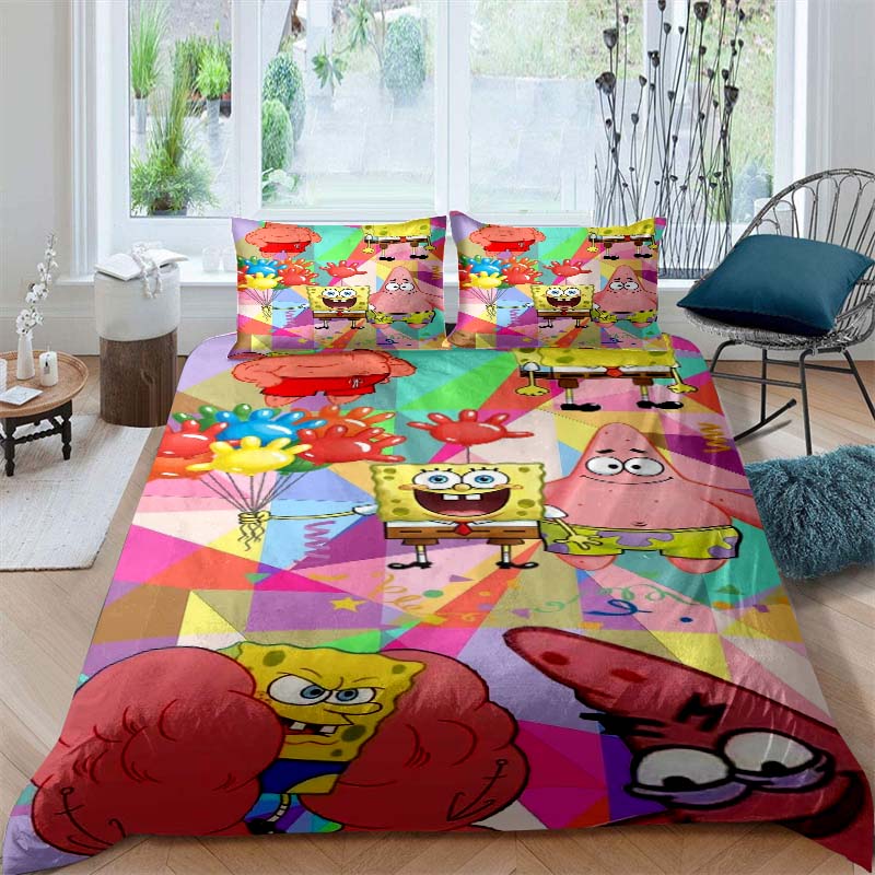 A Variety of SpongeBob SquarePants Patterned Bedding Sets, Soft Duvet Covers and Pillowcases, Suitable for Teenagers, Children a