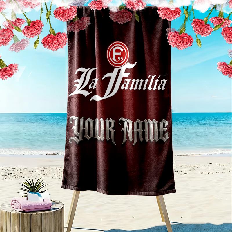 Name Custom Fortuna Düsseldorf Print Beach Towel, Large Soft Quick Dry Towel for Beach Camping Swimming