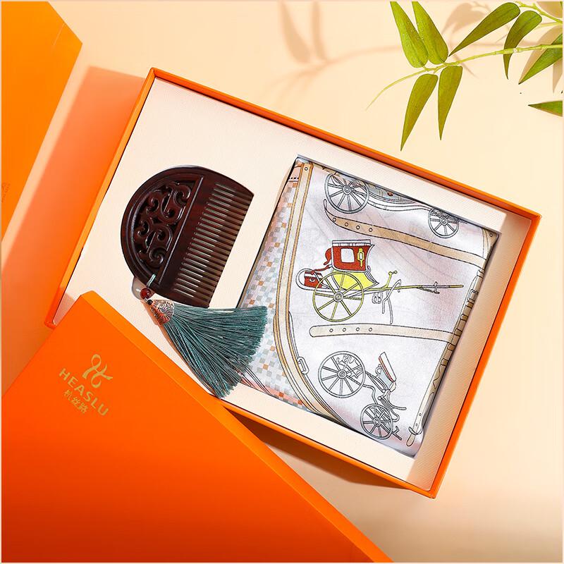 Hangsi Road Mulberry Silk Scarf & Comb Gift Set