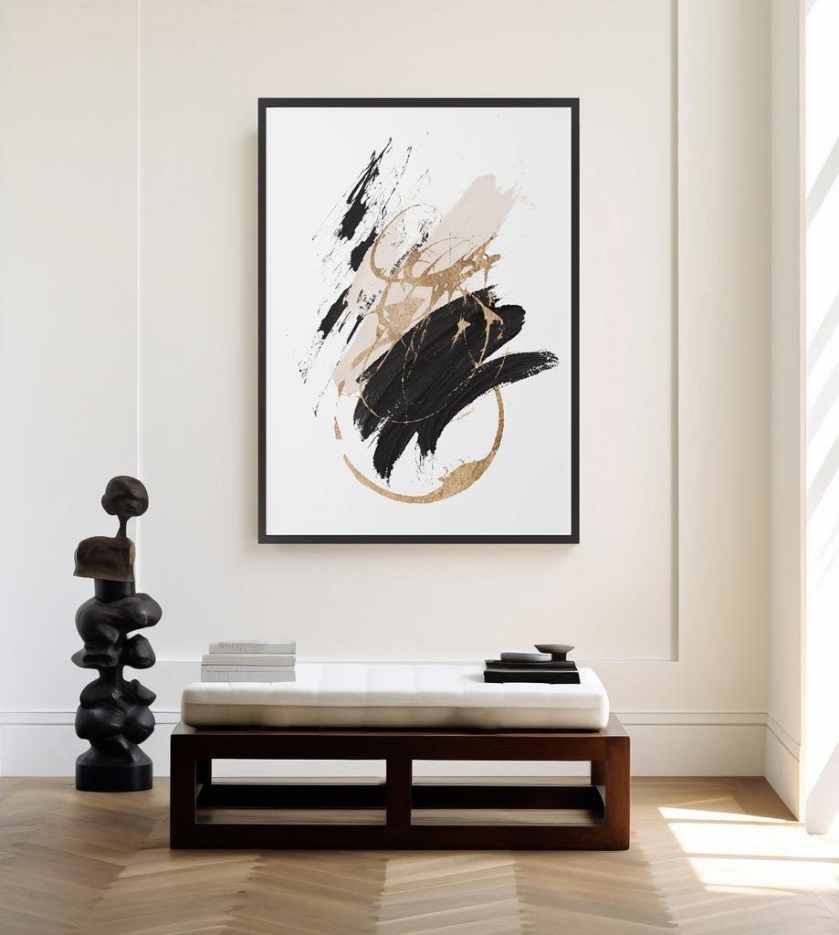 Poster Abstraction Black Pink Gold