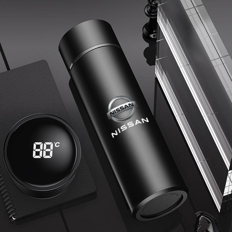 

Car Smart Display Temperature Thermos Mug Insulated Bottle For Nissan sentra Serena Versa tiida x-trail NV200 nismo Accessories чёрный