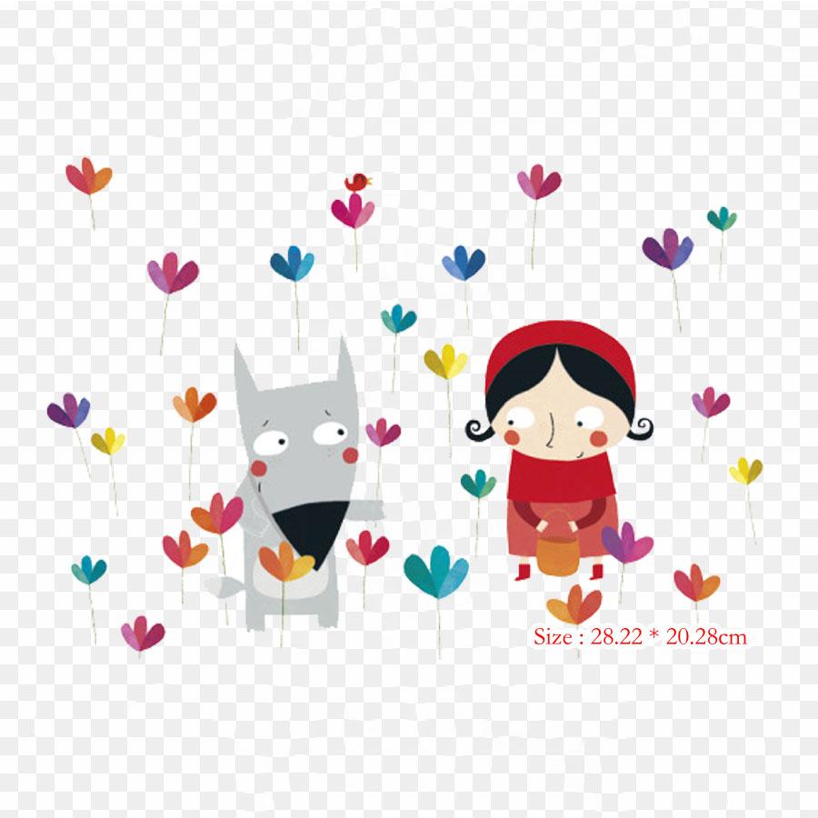 Drawing Little Red Riding Hood Iron On Patches For Clothing Applique Stickers On Clothes Heat-Sensitive Custom Patch