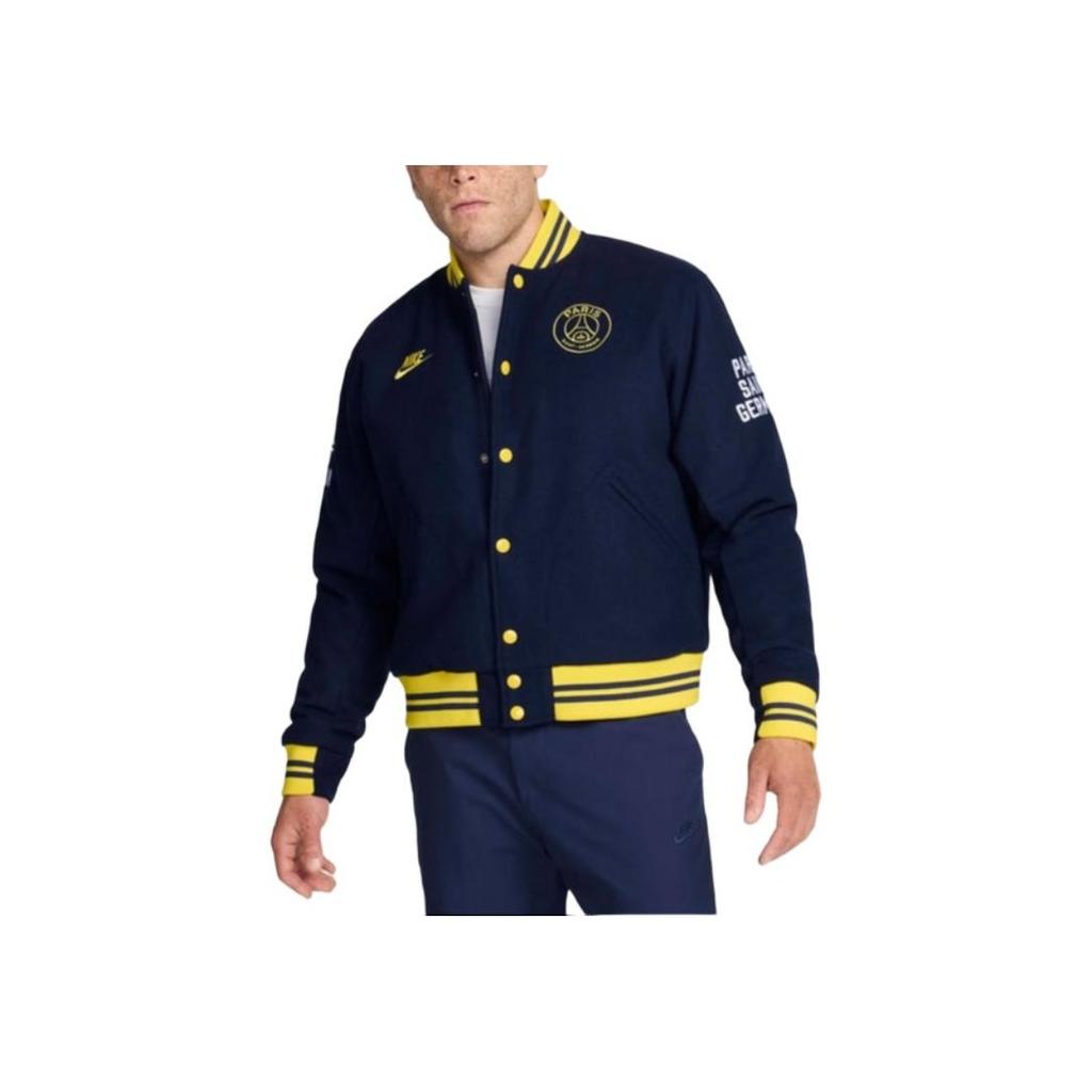 Nike Paris Saint-Germain Authentics Color Block Letter Football Jacket Men Jacket Deep-Navy FQ7803-410