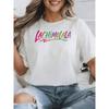 Lachimolala Colorful Brush Letter Graphic T Shirt Women Casual Short Sleeve Kpop Fandom Tee