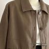 Women's Short Solid Color Leather Jacket - 2025 Spring/Autumn Collection