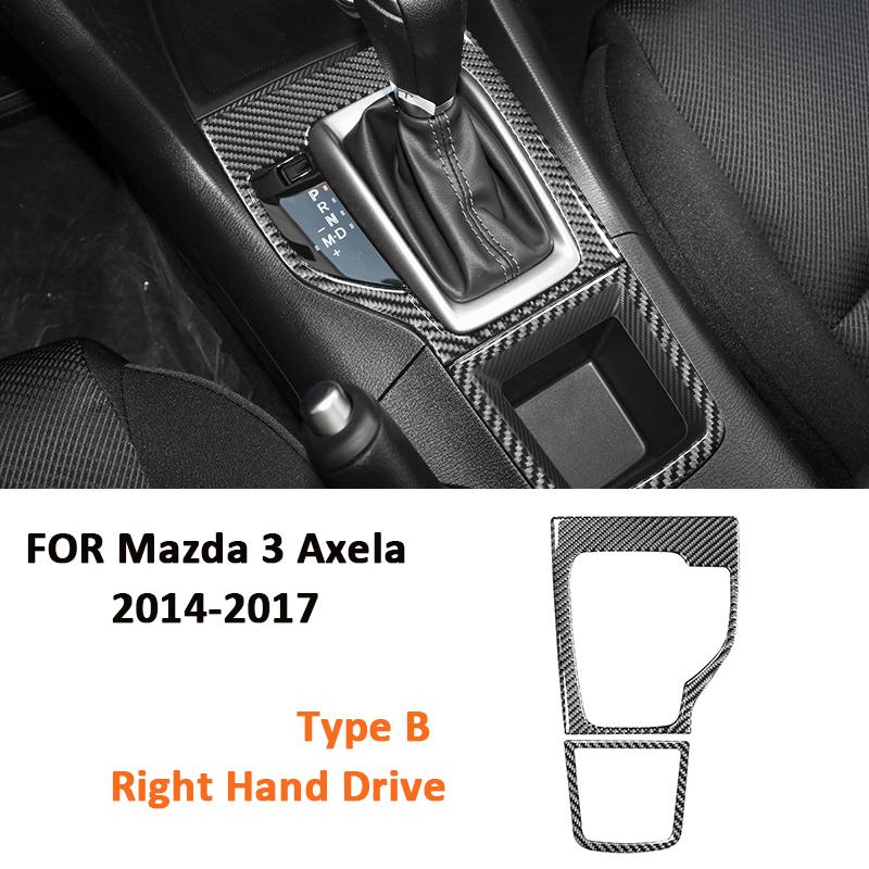 Carbon Fiber Car Center Control Type-B Gear Shifter Panel Trim Frame Decoration Sticker For Mazda 3 Axela 2014-2017 Accessories