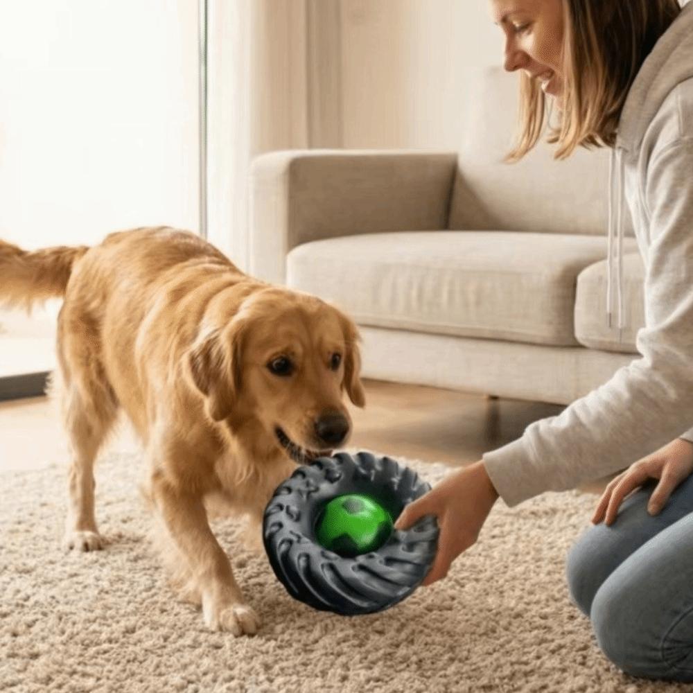 Giocattolo Interattivo Cane Elastico Suono Squeak Ruota Masticabile Cane Giocattoli Creativi per la Masticazione Gioco Indoor