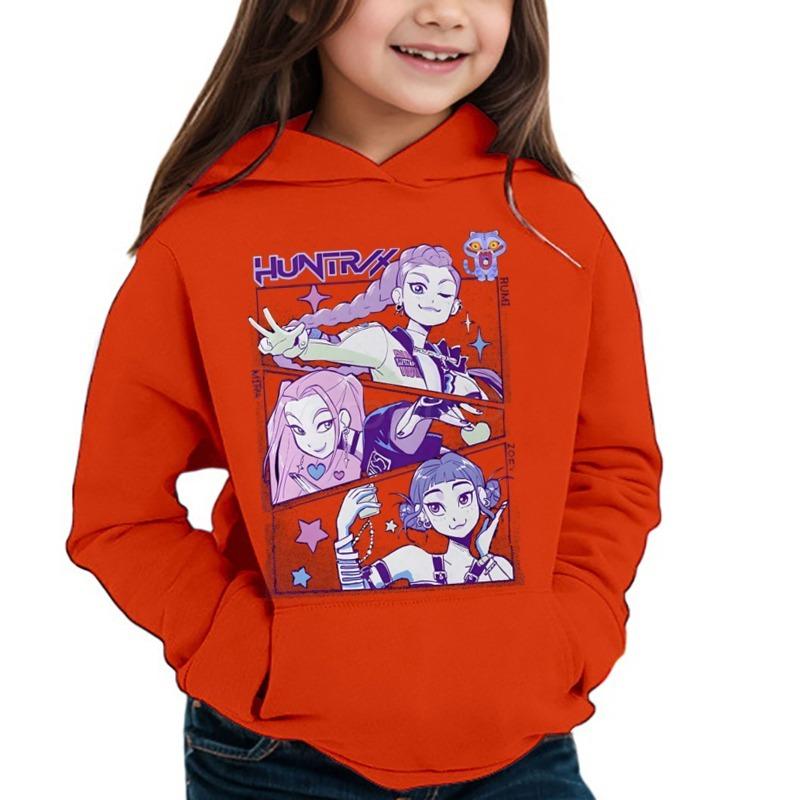 Fashion Women's Hoodies Demon Hunters Anime Print Kids Girl Casual Pullover Long Sleeve Sweatshirt Women's Top Clothing