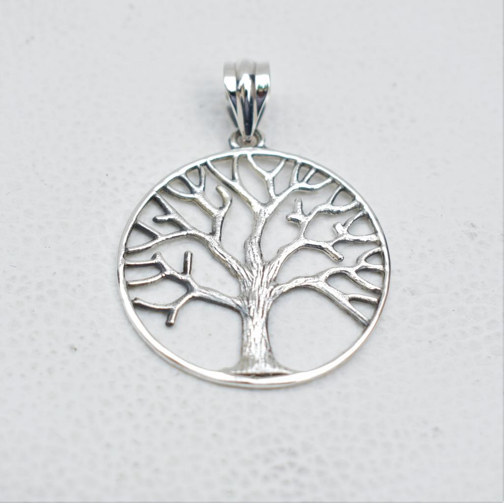Sterling Silver Tree of Life Pendant, Handmade Plain Silver Jewelry