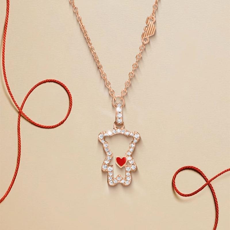 Emporio Armani Collana Orsetto Cuore Amore Splendente Donna Collana Oro Rosa EGS3162221