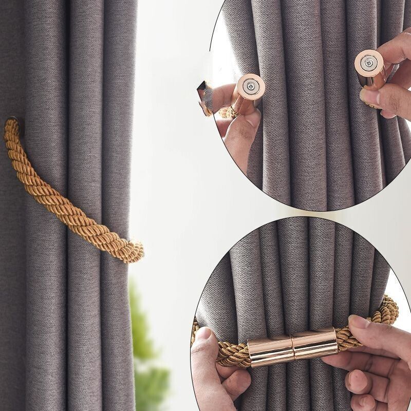 2 st Magnetiska Draperihållare Draperihållare Spännen Klämmor Väv Rep Hållare Hem