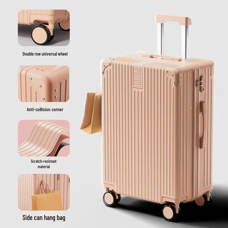 Women's Vintage Large-Capacity Trolley Suitcase - Durable, Stylish Travel Box with Zipper