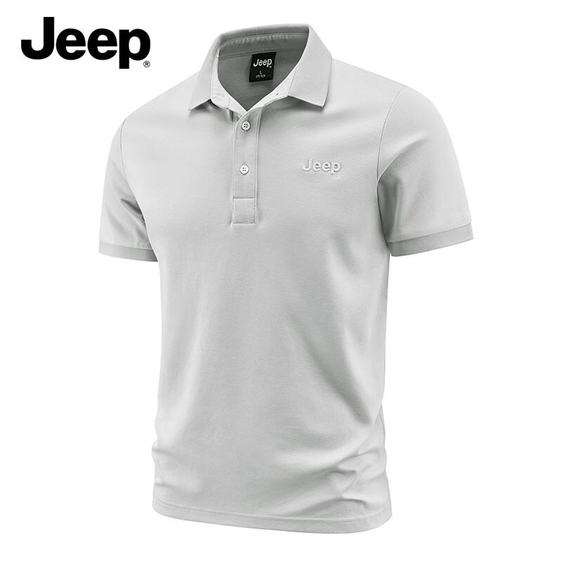 JEEP Men s Summer Embroidered Pique Polo Shirt 3XL грязно-белый