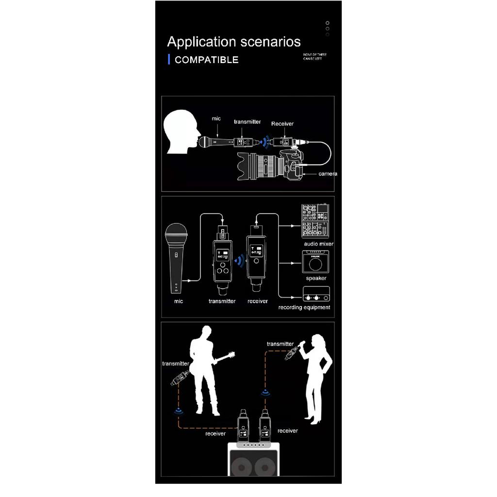 M-ONE UHF Microphones DSP Wired To Wireless System XLR Transmitter Receiver Signal Adapter For Dynamic 48v Condenser Microphone