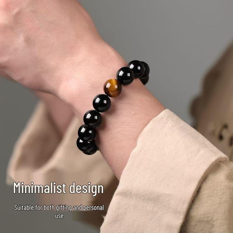 Natural Obsidian Bracelet - Unisex Yellow Tiger Eye Beads, Moisturizing, Couple Style, Ideal Gift for Your Boyfriend