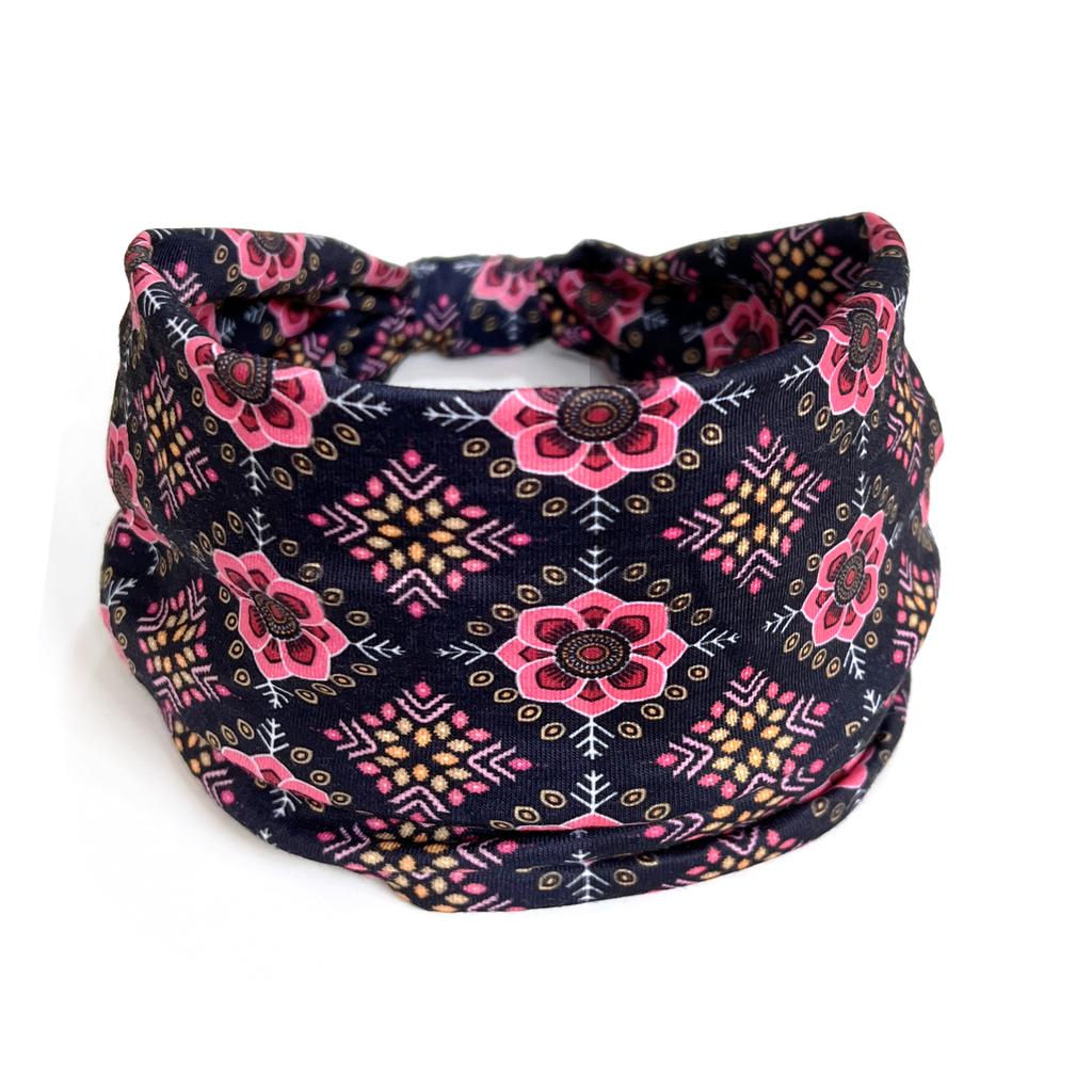 European American Women's Hair Band African Print Pattern Wide Edge Elastic Knot Sports Yoga Headband Women's Headwear Hair