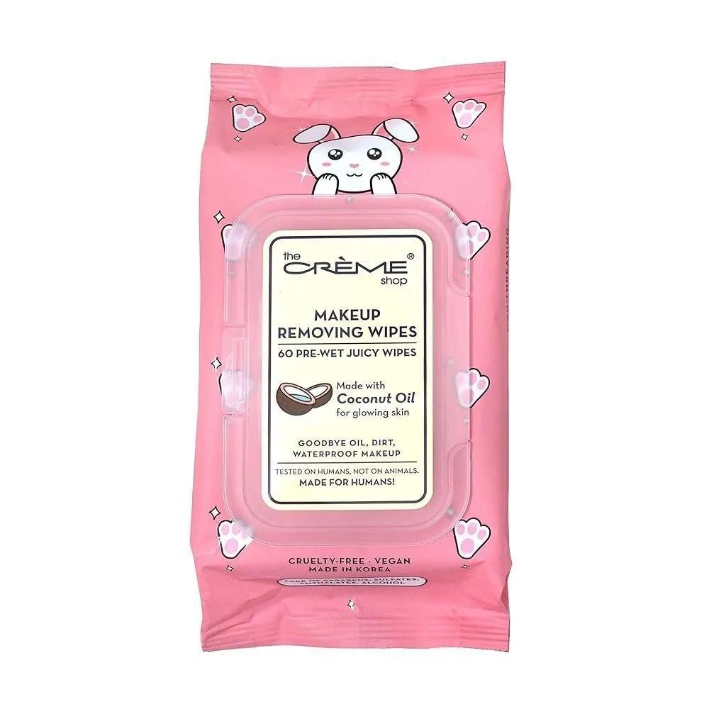 The Crme Shop Coconut Oil Pre-Wet Juice Makeup Remover Wipes for Glowing Skin (60 Sheets)