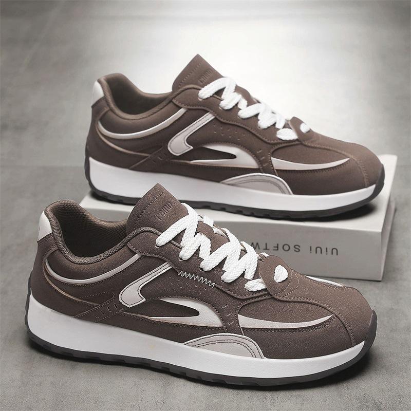 New Men's Chunky Sole Sneakers Breathable Casual Shoes Comfortable All-Season Lace Up Pure Color Fashion Daily Walking Footwear