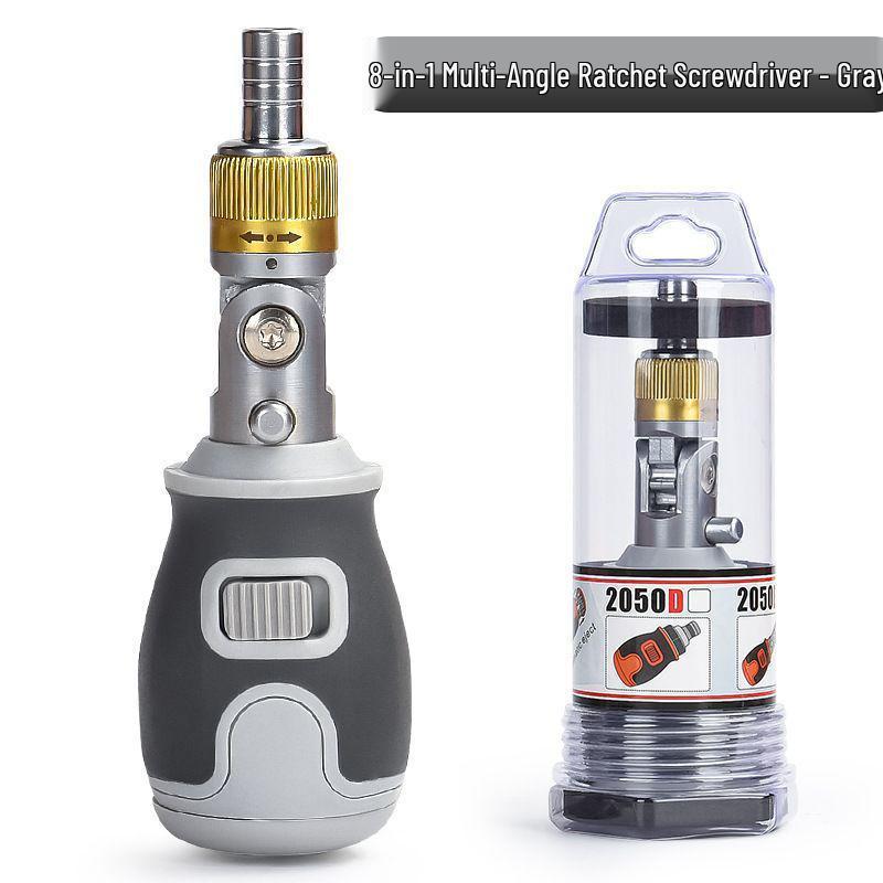 Bendable Multi-Angle Two-Way Ratchet Screwdriver with Awl