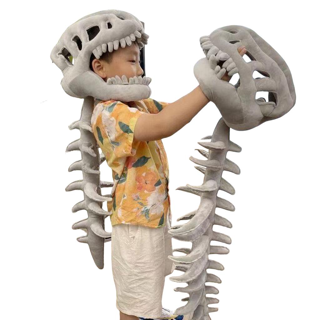 3D Dinosaur Skeleton Costume Set Halloween Dinosaur Skeleton Costume Funny Headgear Cosply Dress Up Clothing Plush Toys Gifts