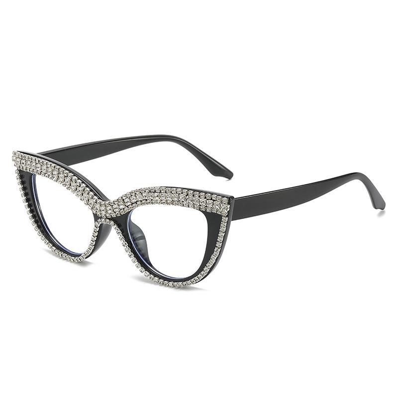 Vintage Cat Eye Rhinestone Reading Glasses with Diamond Chain