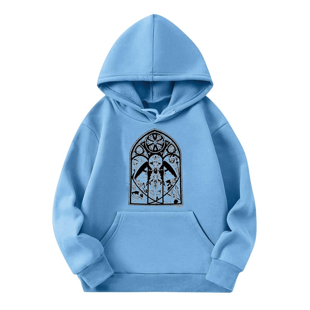 Barne Mote Lett Langermet Genser Med Lommer Trykk Hettegenser