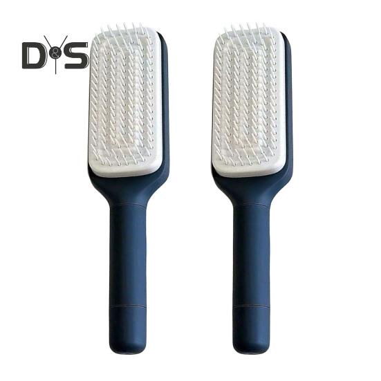 

2 шт. Самоочищающаяся щетка для волос с вращающейся ручкой, выдвижная щетина, массажная расческа для кожи головы, антистатическая женская расческа для укладки длинных вьющихся волос, распутывающая расческа серый