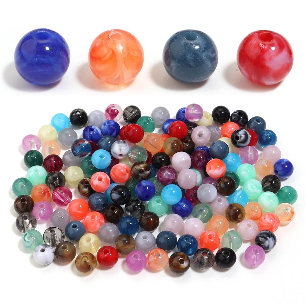 100pcs/lot 10mm Round Double Colors Acrylic Beads Loose Spacer Beads For Jewelry Making Diy Bracelet Necklace Charms Accessories
