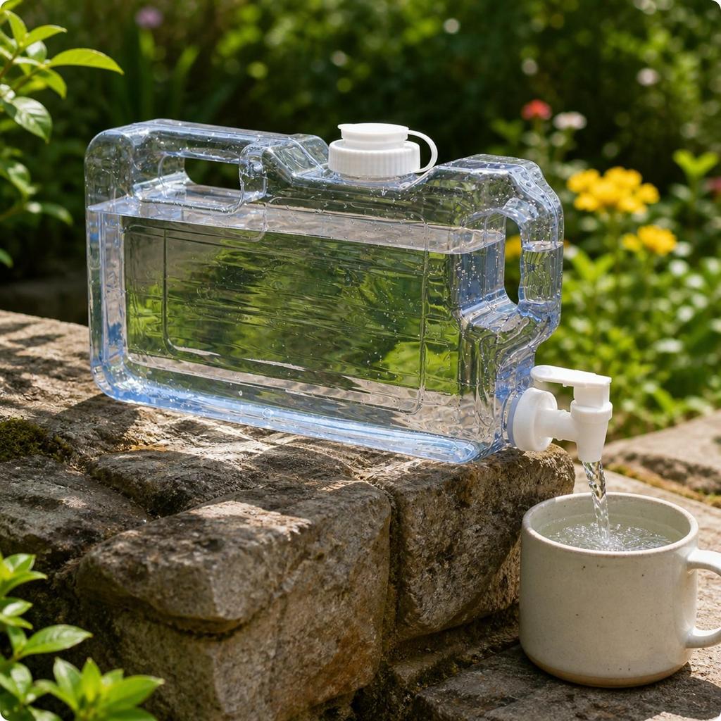 Transparent PETG Water Container with Faucet Recyclable Clear Screw Top Opening