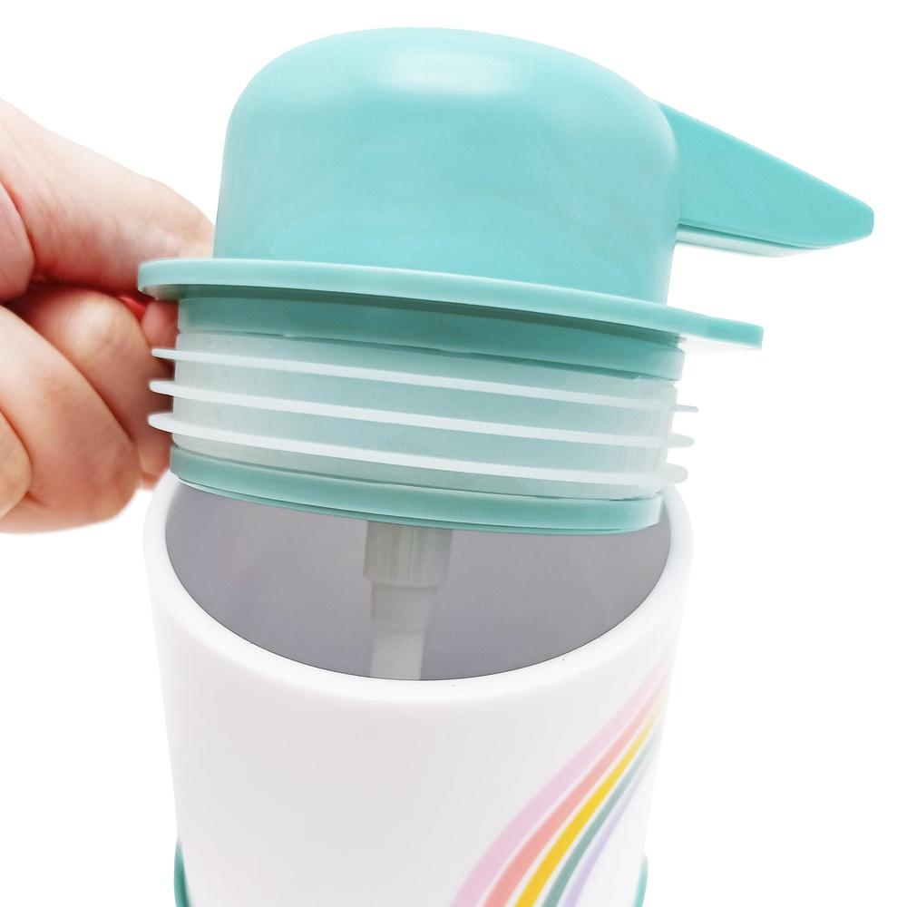 Kids Rainbow Soap Pump Non-Slip Bottom Durable Lotion Dispenser Fun Bath Time Accessory Easy Clean Silicone Base