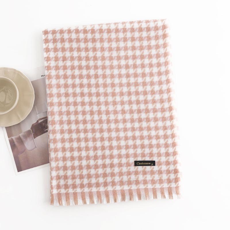 

2024 Зима Новый Шарф в клетку «Тысяча птиц» Модный Повседневный Защита от холода Шарф на шею из имитации кашемира с ощущением высокого качества Шаль 70*180cm