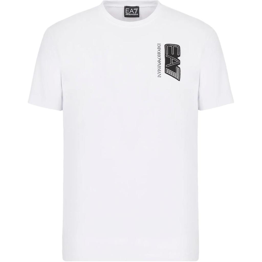 Emporio Armani EA7 Crew Neck Logo Print Short Sleeve T-Shirt Men Tops White 6KPT47-PJ03Z-1100