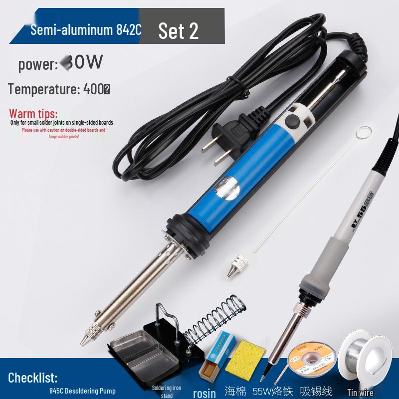 Yellow Flower Dual-Use Electric Soldering Iron & Manual Desoldering Pump 842C/845S