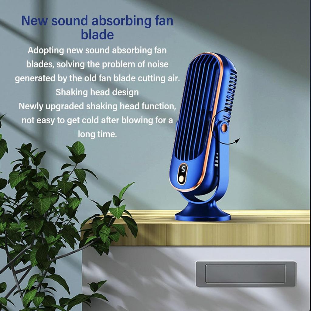 Heayzoki Tower Fan, Table Fan with 5 Speeds, Ultra Quiet Operation, Brushless Motor Tower Fan for Home Office Car (Blue)