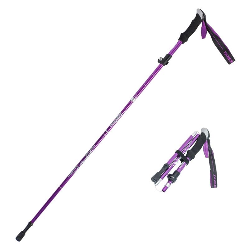 Trekking Pole, Collapsible Hiking Trekking Stick for W/ Quick Lock Aluminum Alloy EVA Grip Handle for Mountaineering Cam