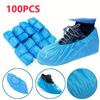 100PCS Disposable Waterproof Shoe Covers Non-Slip PE Padded Foot Cover for Indoor Use - Plastic Shoe Protectors