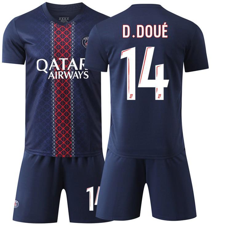 2025-26 Season New Paris Home Jersey Set Champions League Winner Star No. 14 Doué #26