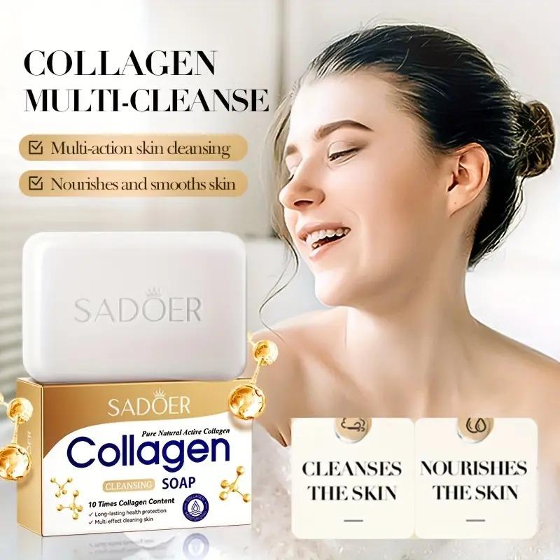 100G collagen moisturizing cleansing soap for women, brightens skin, deeply moisturizes, cleanses and exfoliates