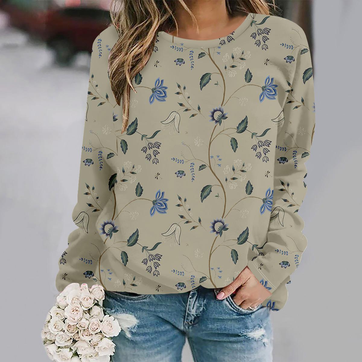 

2025 Plus Size Autumn and Winter New Fashion Round Neck Long Sleeve Printed Elegant Casual Loose Hoodie 8XL