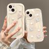 For iPhone 14 Case 3D Heart Design TPU Phone Cover with Laser Beaded Strap