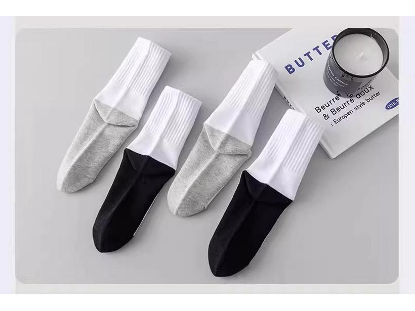 Dziecięce bawełniane skarpety: Biało-czarne, do połowy łydki, dezodorujące, odporne na zabrudzenia, odpowiednie na wiosnę, jesień i zimę