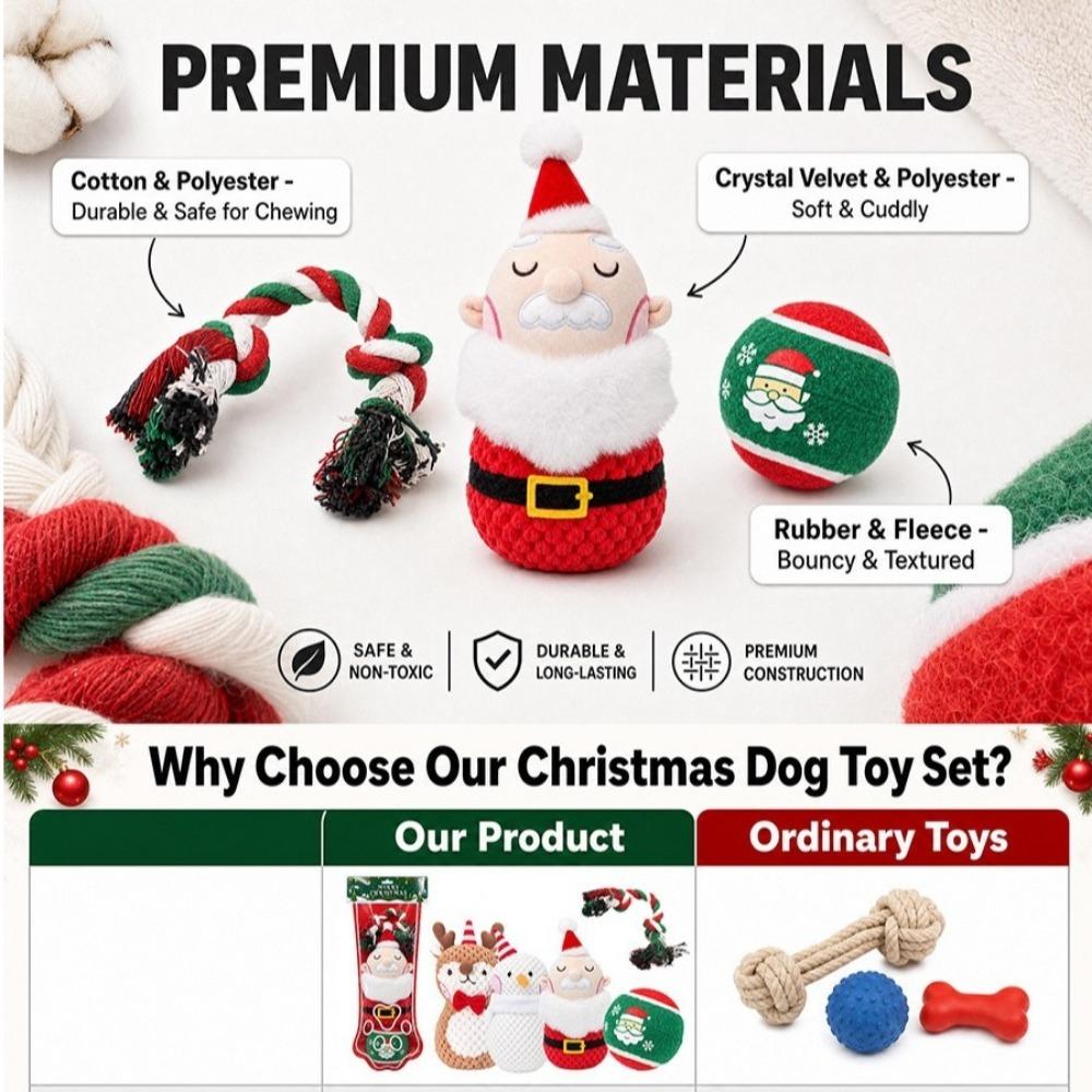 3pcs Ball Pet Chew Toy Snowman Christmas Santa Pet Toy Cute Christmas Dog Toy  Large Dogs