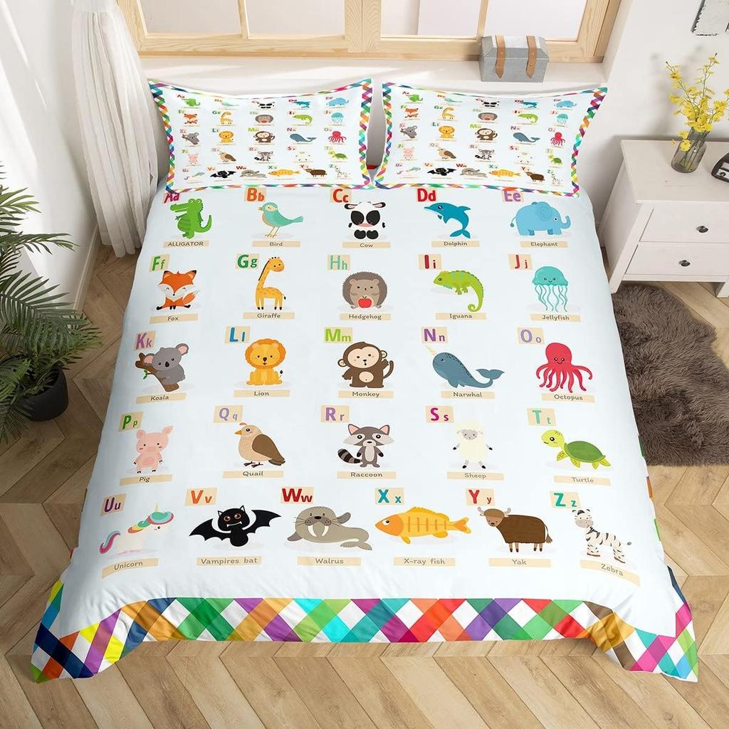 Comforter Blue Alphabet Space Spaceship Single Queen Size Cartoon Bedding Set For Boys Kids Outer Space Black Comforter
