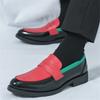 Designer New Men Pointed Mixed Color Patchwork Dress Casual Shoes Male Penny Loafers Wedding Dress Business Homecoming Footwear