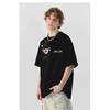 American Street Style Floral Wreath Embroidered Short Sleeve T-Shirt for Men and Women Summer Loose Heavyweight Loose Trendy Brand Half Sleeve