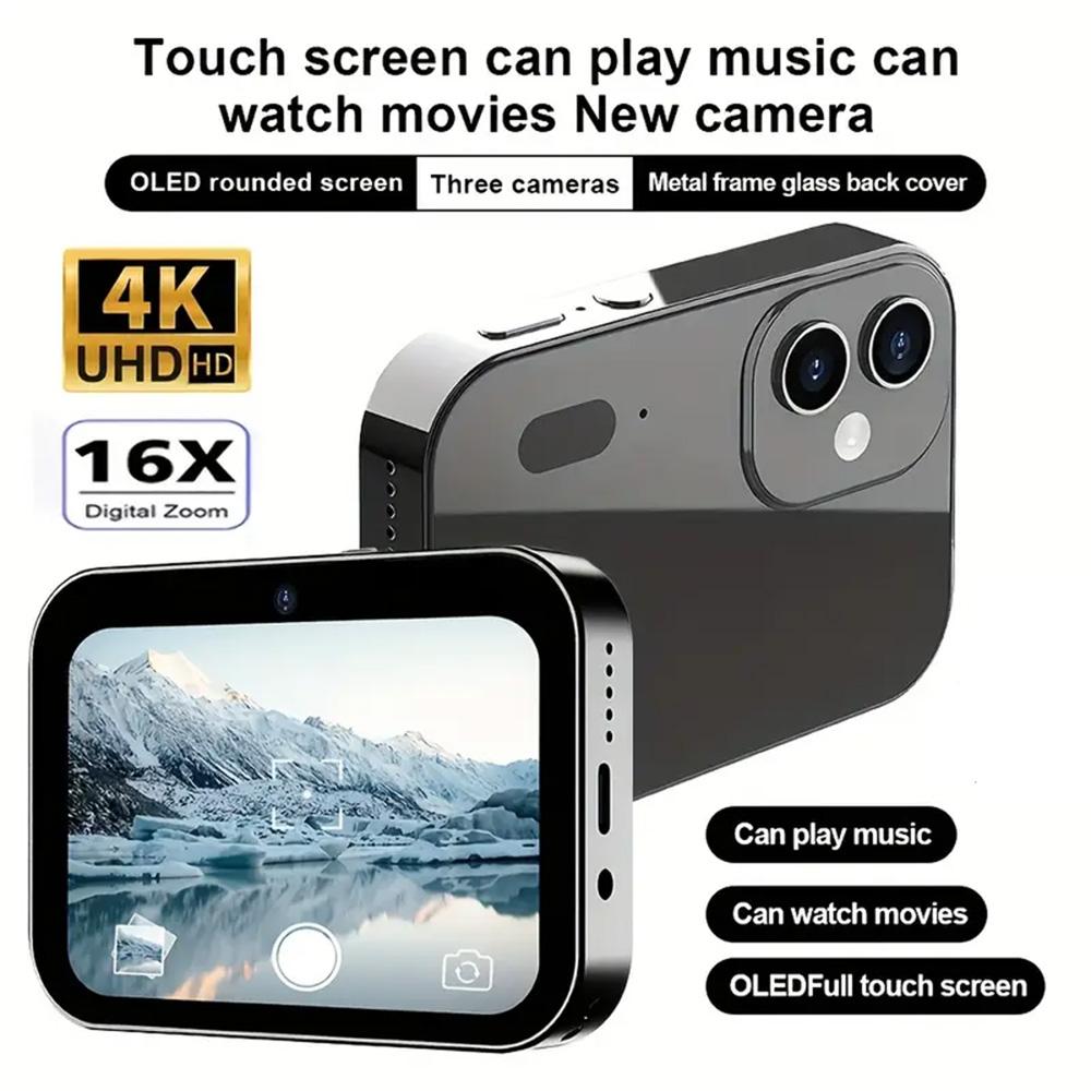 

New 4K Digital Camera Night Vision Triple Lens 3Inch HD 64MP Touch Screen Entertainment Digital Camera OTG Transmission 3600mAh NO CARD чорний