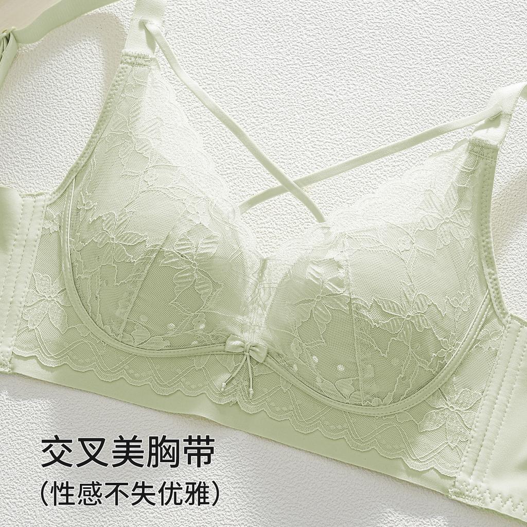 Thin hole cup, lace, comfortable chest, no steel ring, closed pair of breasts, bra cover gathered and adjusted