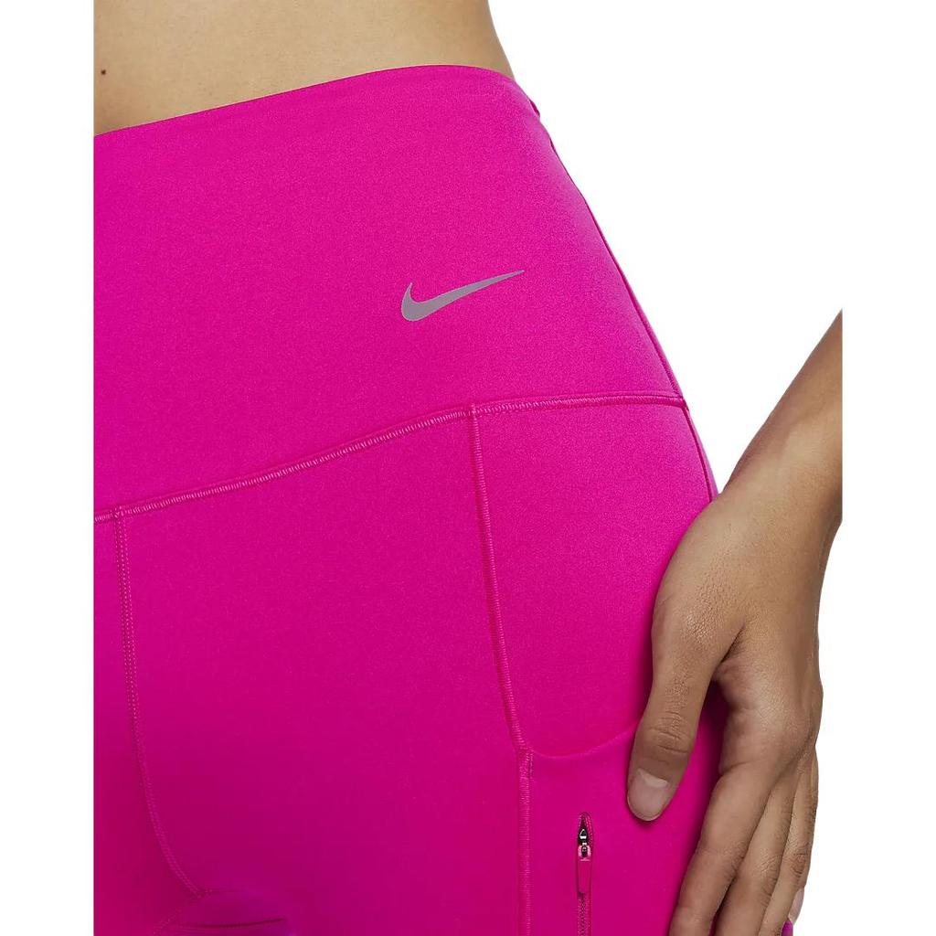 Nike Calças Esportivas Casuais Cropped de Ajuste Slim Sólidas de Cintura Alta Série Go Unleashed Calças Femininas Vermelho Framboesa FB8849-624