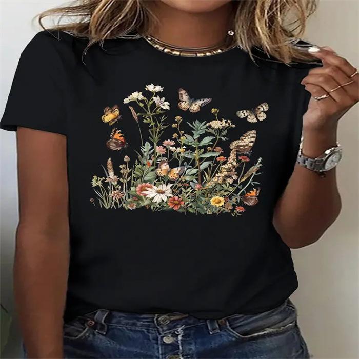 

Spot Women s Summer T-Shirt Printed Fashion Casual Cute Short Sleeve Women s Eye Printed Short Sleeve T-Shirt 5XL чорний