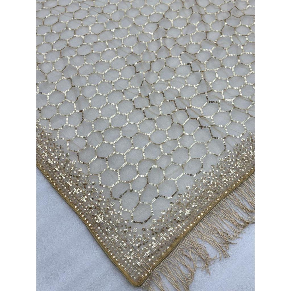 Hochwertiger Saree mit Schmetterlingsnetz-Stickerei